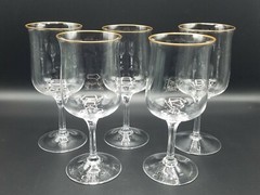(5) Lenox «Intrigue» Gold Trim Water Goblets, 7 1/8″, Vintage