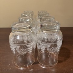 Vintage Libbey Arby’s Tumbler Glasses Etched Gold Rim Winter Snow Scene Set of 8