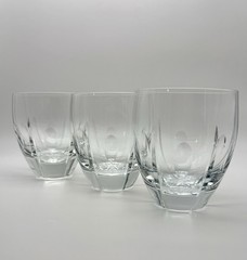 Stunning Block Crystal Cut Glass Old Fashioned Rocks Whiskey Tumblers Dots