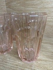 IKEA Pokal Pink Nine Paneled Tumblers/Drinking Glasses Vintage Set of 4 ITALY