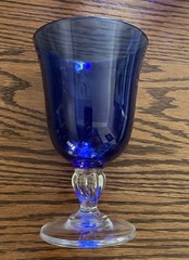Elegant Cobalt Blue Twisted Clear Stem Water Glass Goblet