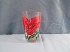 Peanut Butter Glass Tumbler – JUICE SIZED – Red Tulips #126