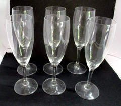 Lot of 6 Clear Glass Champagne Glasses