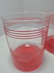 Vintage Clear Glass Tumblers With Red Striped Design/Solid Red Base. Pi Beta Phi