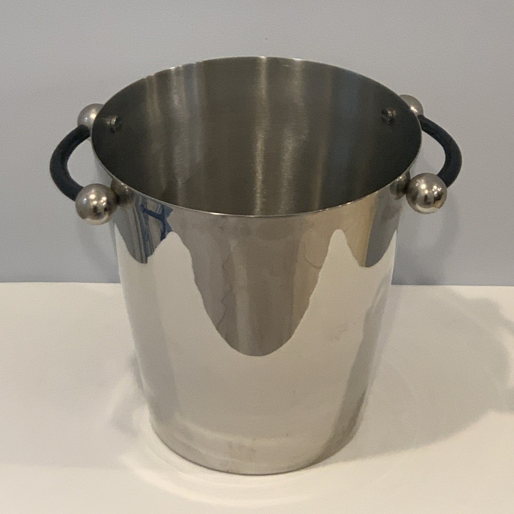 Marquis Waterford Stainless Steel Champagne Wine Ice Bucket Leather Handles
