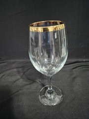 LIBBEY GLASS CLEAR PERCEPTION WITH GOLD TRIM WATER GOBLET SET OF 4