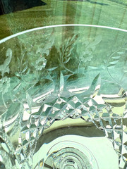 Rogaska Gallia Crystal Wine Water Goblet Glass Etched Floral Slovenia 9.25″