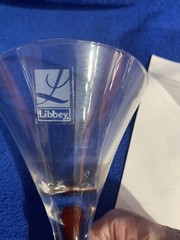 4 Libbey Teardrop Filament Martini Glasses Barware Red Blue Green Gold EXC Set 4