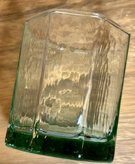 Vintage Libbey Green Glass Facets Octagon Short Tumbler Glass each