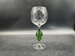 Art Glass Cluster Of Grapes Stem Wine Glass 9 1/4” T