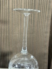 Vintage 8.5” Tall Etched Grape Vine Wine Goblet Clear Stemware