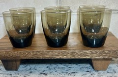 Set of 6 Vintage MCM Libbey Smokey Brown Tumbler Glasses 8 oz Weighted Bottom