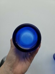 Hazel Atlas Cobalt Blue Ships Sail Boat Cocktail Shaker & 6 Glasses