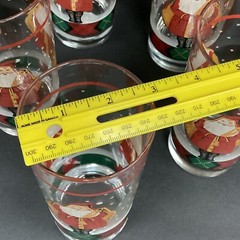 Set Of Seven Block Father Christmas glasses Tumblers 14 oz. 6.25”H
