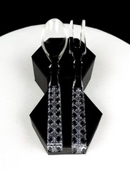 BRILLIANT CUT CRYSTAL CANE PATTERN BEVELED EDGES 8″ SALAD SERVING SET