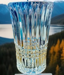 VINTAGE FOSTORIA Aspen Highball Starburst Bottom Vertical Cut Clear Glass