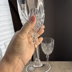 Cristal D’Arques FONTENEY Crystal Wine Gl.6 Ring Like Bells FRANCE