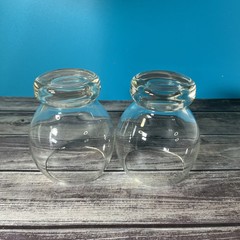 Set of 2 Clear Glass Footed Brandy Cognac Whiskey Tumblers 12oz 4.5”Barware