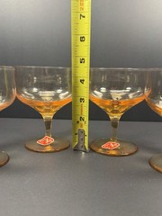 Set 4 Vintage Bryce Hand Blown Amber Coupe Champagne Glasses Stemware Original