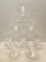 8 Fostoria Thistle Footed Low Sherbet Wine Stems Glasses Vintage Signed