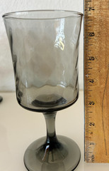 Set 6 Vintage Libbey Smoke Gray Optic Swirl Goblets Water Wine Glasses MCM EUC