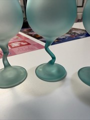 Set of 6 Vintage Libbey Z Stem Glasses Frosted Satin Pastel Wine Drinkware Party