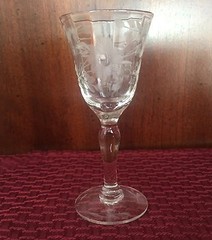 Etched Floral Crystal Elegant Glass 4″ Tall Cognac / Shot Glass