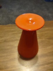 Anchor Hocking Fire King Rainbow Fired On Orange 5 1/4″ Footed Tumbler