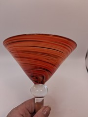 Vintage Pier 1 Imports Hand Blown Martini Glass Multicolor Art Glass Barware