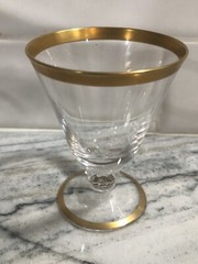 Vintage Gold Rim Water Ice Tea Goblets, Dessert/Sherbert & Cordial Glasses