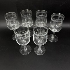 Lenox Moonspun Etched Platinum Rim Crystal Set Of 6 Wine Glasses 6 1/4”