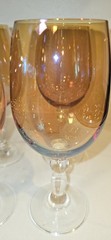 Vintage Pier 1 Imports Amber Iridescent Wine Glasses | Balloon Bowl Clear…