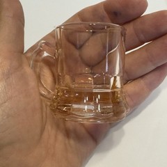 Set 2 Pink/orange Depression Glass Shot Handle Round Bottom Federal? Vintage