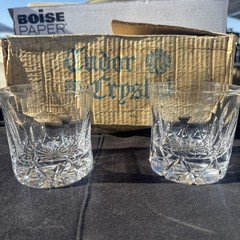 Tudor England Crystal Double Old Fashioned Glasses Set of 7 New