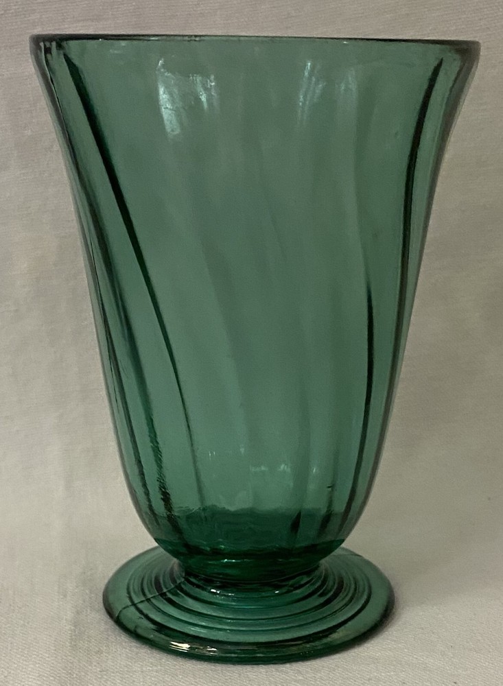 Swirl Ultramarine Foot Tumbler 4 5/» 9 oz Set of 2 Water Jeannette Glass Company