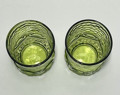 Vintage Anchor Hocking Heritage Hill Juice Glass Set Bullseye Avocado Green 4″