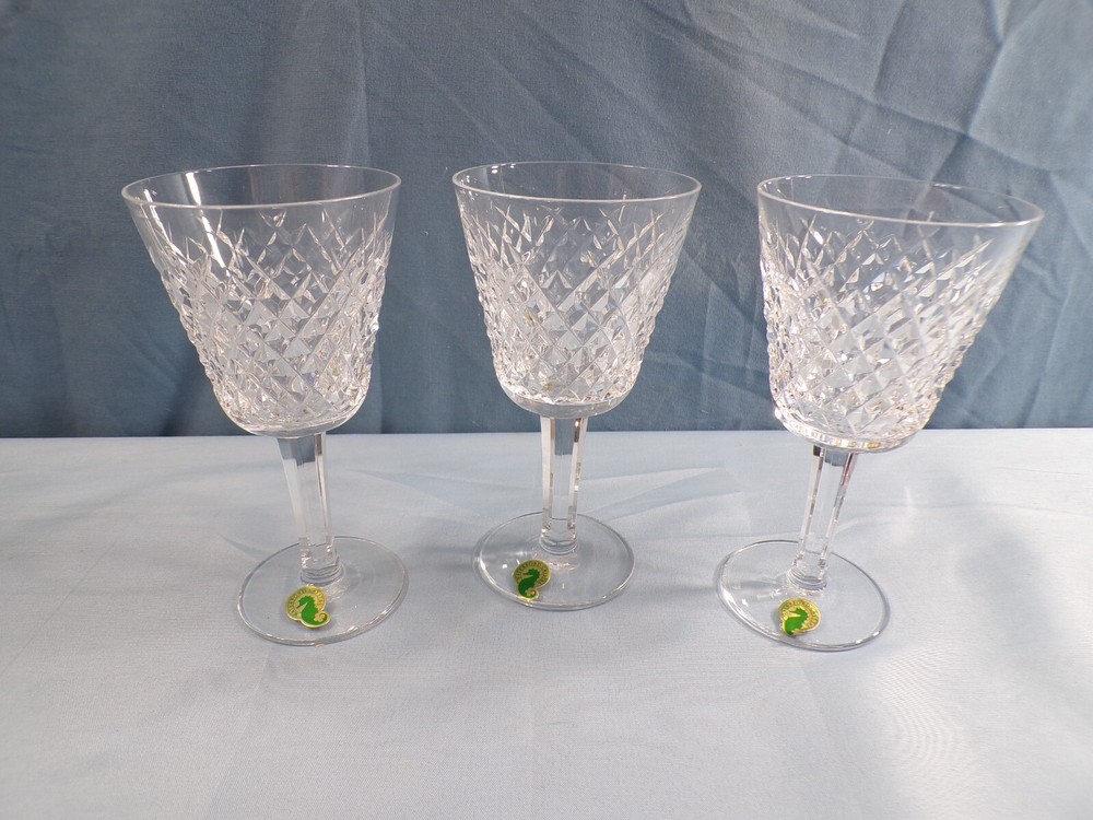 Set of 3 Waterford Crystal Alana Wine Goblets 5 7/8″ Tall
