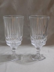 2 Vintage Fostoria Heritage Lead Crystal Footed Iced Tea Tumblers 12 oz. 7 1/8″