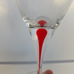 Pier 1 Ruby Red Tear Drop Filament Stem Wine Glass 8.5″
