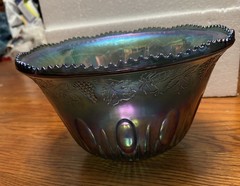 Indiana blue harvest grape carnival glass punch bowl