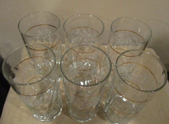 Pasabahce Circle of Art Glass, White Rose Tumblers, Turkey, 5.75″ T/12 oz (6pc)