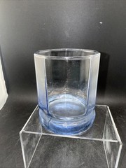 Vintage Anchor Hocking Essex Light Blue Glass Tumbler Rocks Glass Faceted