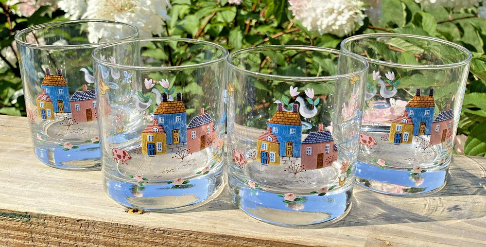 4-Heartland Village On The Rocks Glasses International Tableworks 3.5” @411