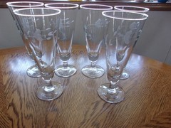 Pilsner Heritage Etched 11 Oz Smooth Stem Crystal Blown Glass – Set of 6
