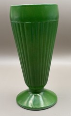 2 Vintage Old Fashioned Ribbed MILKSHAKE GLASS Retro MCM Yellow And Green