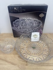 SHANNON Crystal Dublin GODINGER Crystal Chip & Dip 2 Piece Server 12″