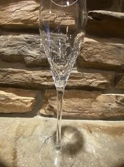 Pier 1 Reflections Crackle Flute Clear Wine Champagne Glass Goblet 9-7/8″