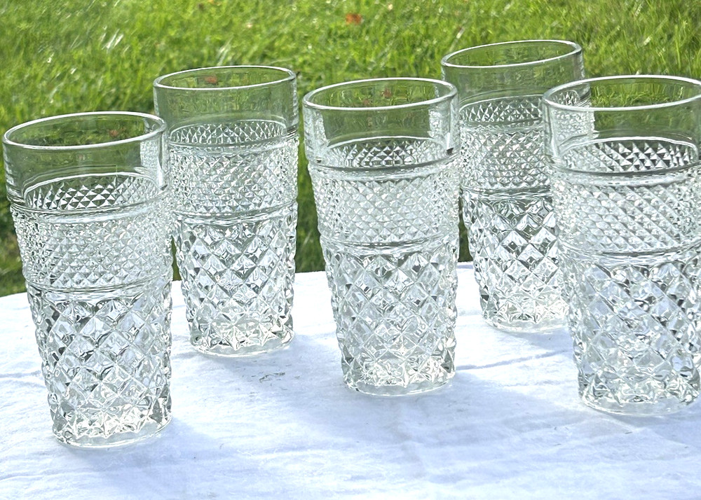 Anchor Hocking 5 pc Wexford Ice Tea Water Tumblers Drinking Glasses USA 6.25″