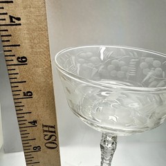 (Set 3) Libbey ROCK SHARPE Halifax Etched Floral Champagne/Tall Sherbet Glasses