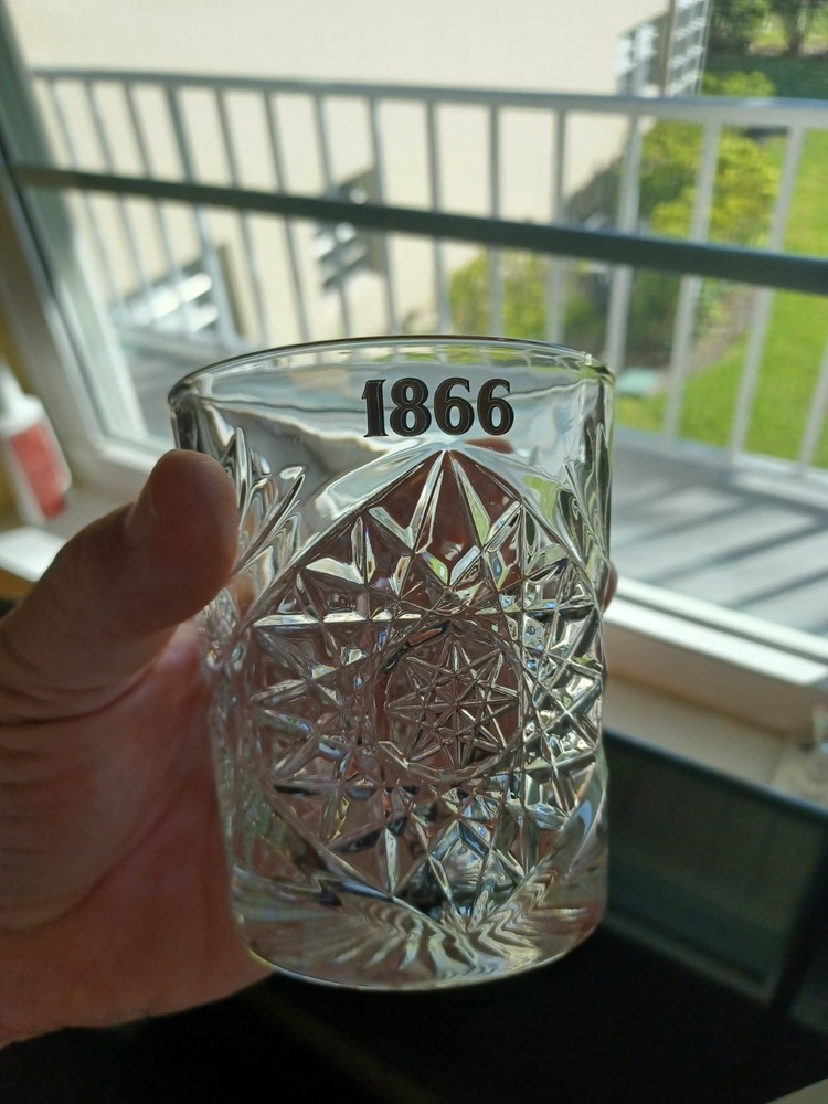 Set of (2) Libbey Hobstar Old Fashion Glasses Embossed 1866 on the rim.